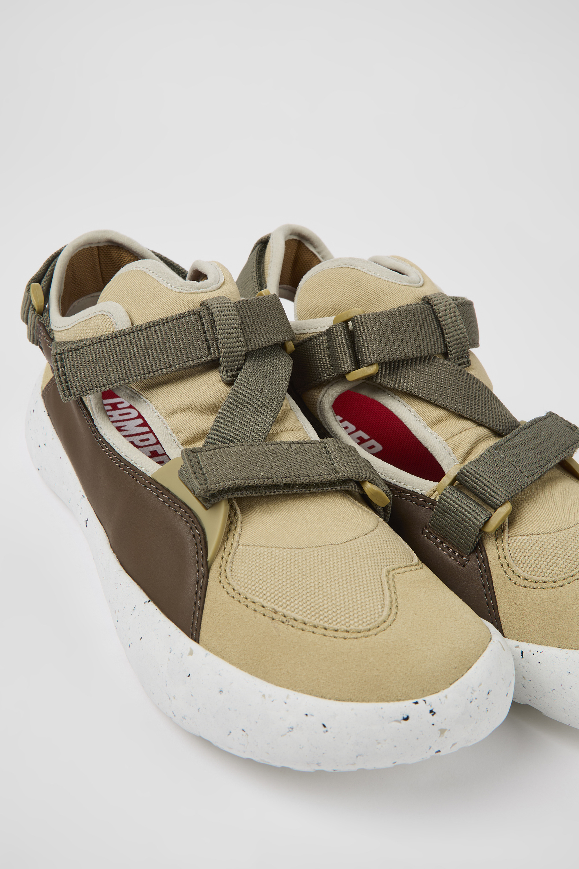 Peu Stadium - White non-dyed leather and textile semi-open sneakers for men