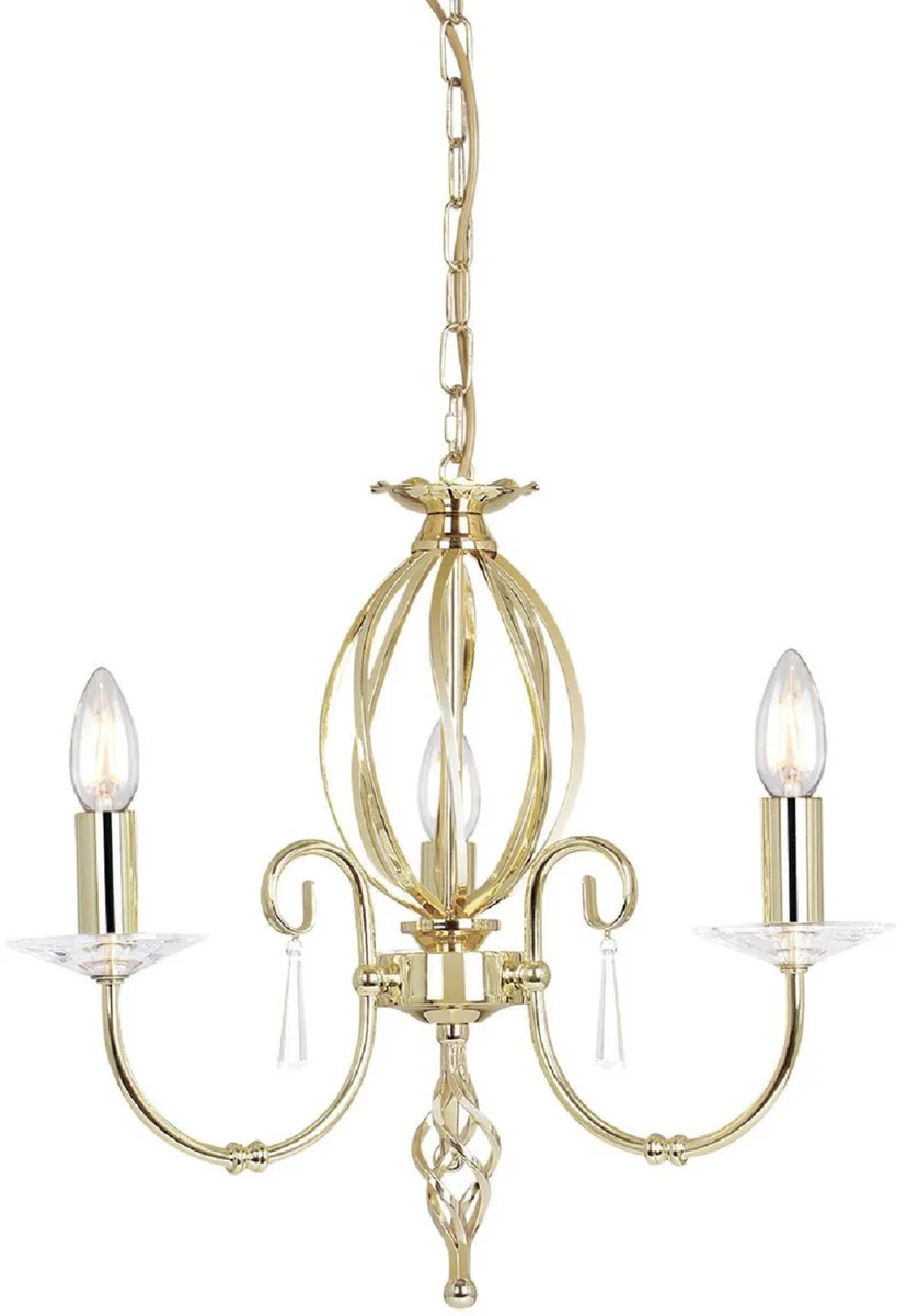 Casa Padrino araña de luces barroco latón Ø 38 x A. 42 cm - Lámpara de araña de salón elegante - Araña de luces de estilo barroco