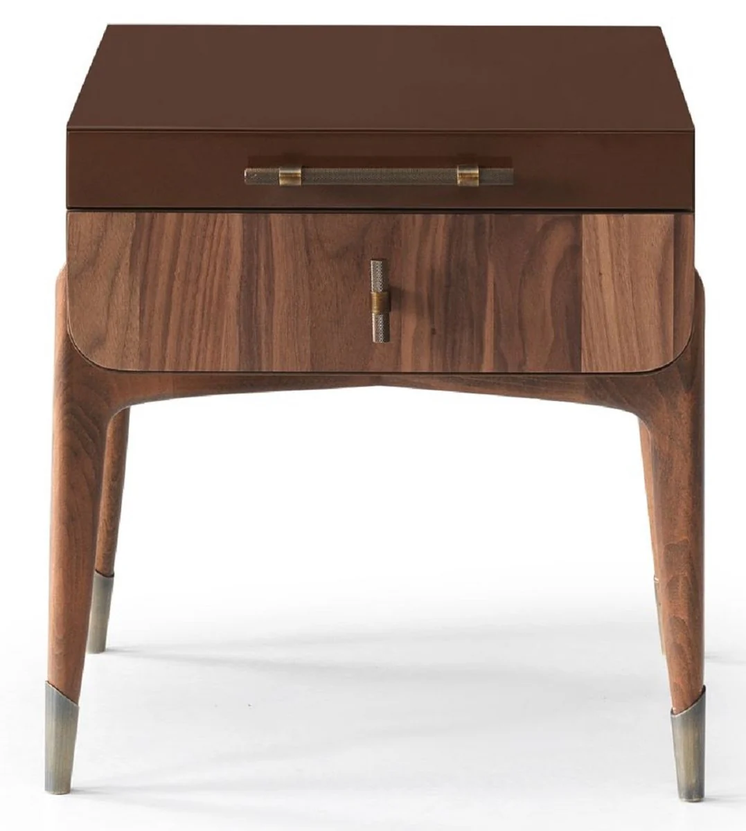 Casa Padrino mesita de noche de lujo marr¨®n / marr¨®n oscuro 49 x 54 x A. 51 cm - Mesita de noche de madera maciza con 2 cajones - Muebles de dormitorio - Muebles de hotel - Muebles de lujo