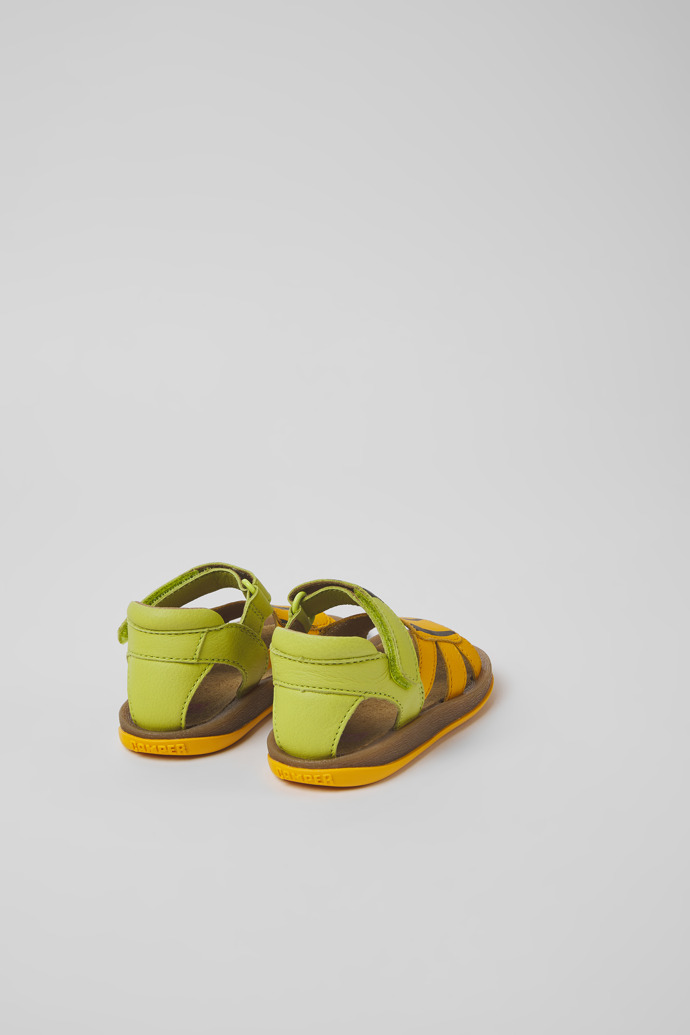 Twins Green and orange leather sandals for boys