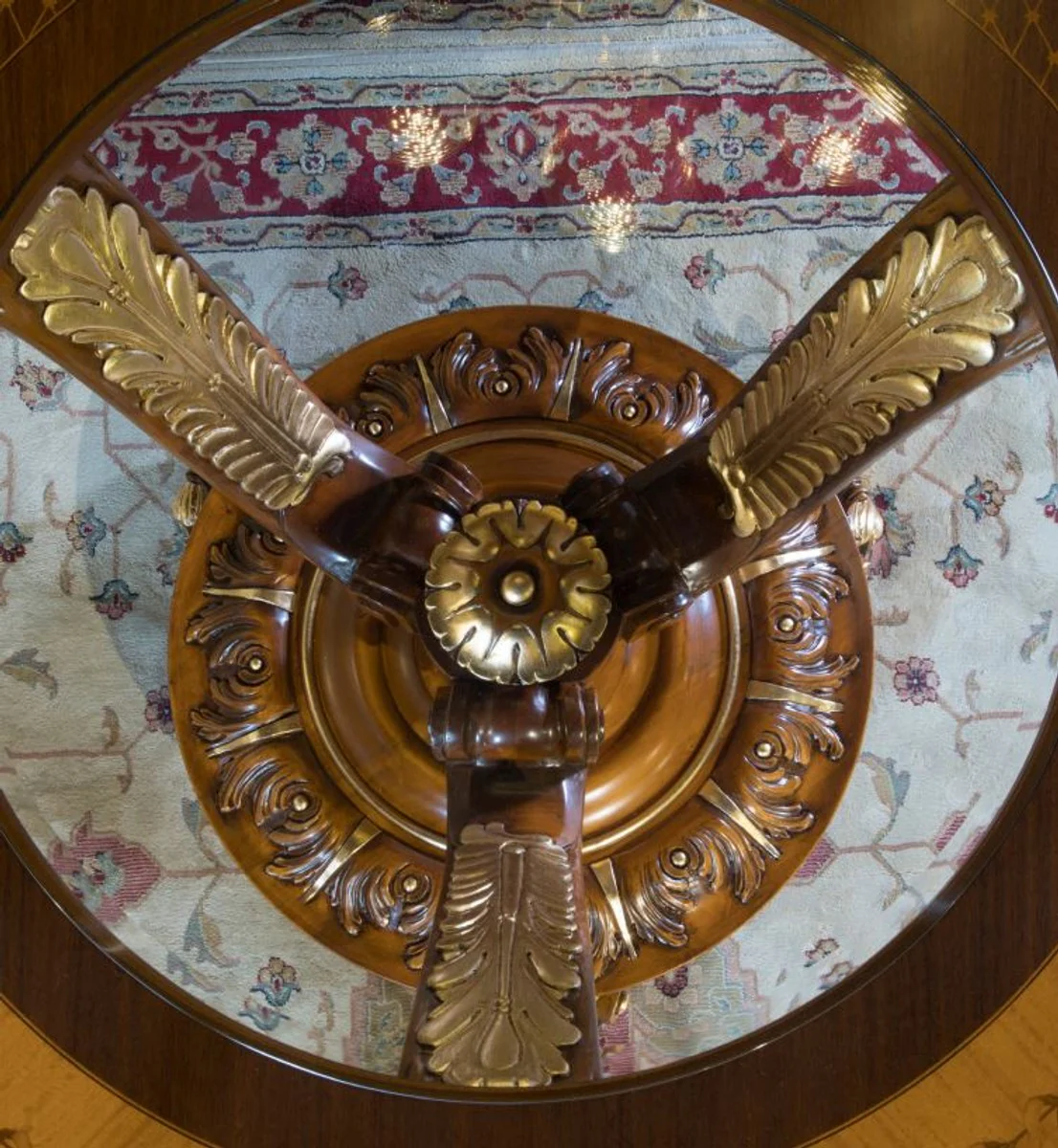 Casa Padrino mesa de comedor barroco de lujo marr¨®n claro / marr¨®n / oro - Diferentes Tama?os - Magn¨ªfica mesa de comedor de madera maciza - Muebles de castillo de restaurante de hotel - Calidad de Lujo