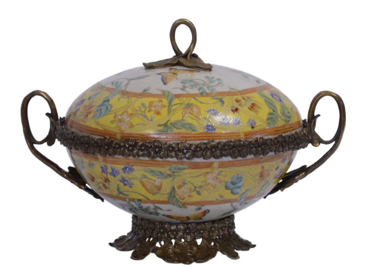 Casa Padrino luxury baroque porcelain bowl with lid 23.9 x 18.7 x H. 17 cm