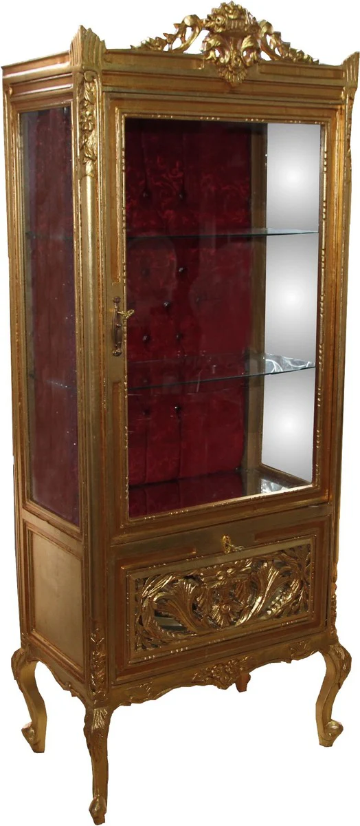 Gabinete Barroco de la exhibici¨®n de Casa Padrino Oro / Burdeos - Gabinete de exhibici¨®n - Gabinete de cristal gabinete de la sala de estar - mirada antigua