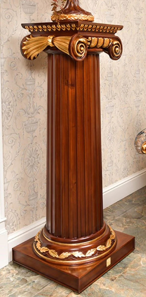 Casa Padrino Columna Barroco de Lujo Marr¨®n Oscuro / Oro A. 120 cm - Muebles Barrocos - Hecho en Italia