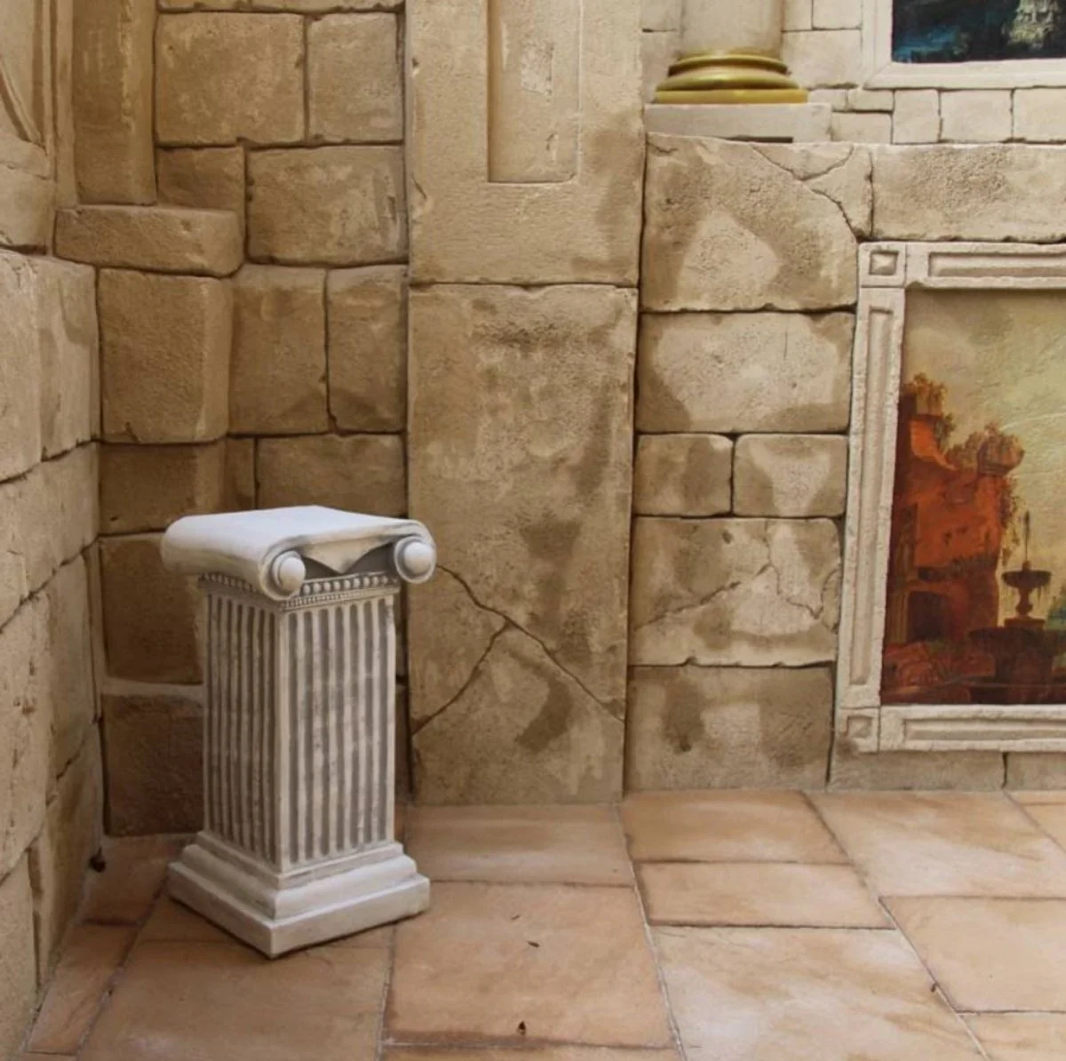 Casa Padrino pilar barroco gris 37 x 38 x A. 71 cm - Magnífica Pilar de Jardín de Estilo Barroco - Decoración Pilar de Piedra - Accesorios de Decoración de Terrazas y Jardines Barrocos