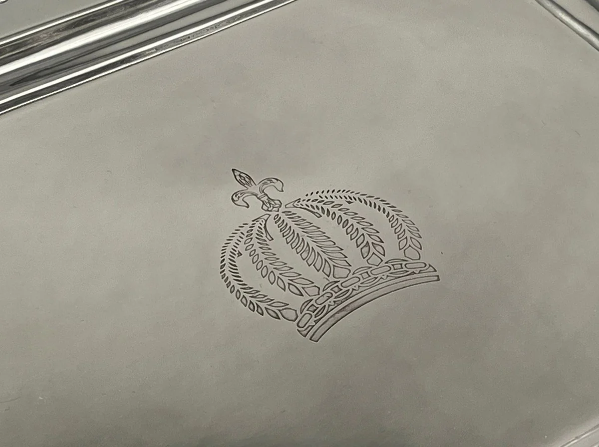 Pomp??s de Casa Padrino bandeja de servicio barroco de lujo corona plata 48 cm - dise?ada por Harald Gl??ckler