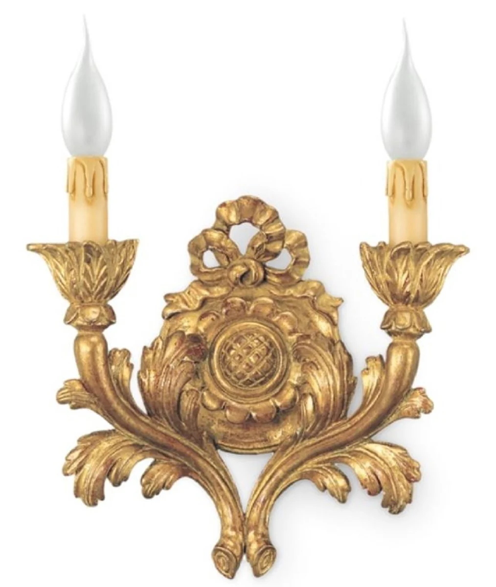 Casa Padrino lámpara de pared doble barroco de lujo oro antiguo 31 x 14 x A. 30 cm - Magnífica lámpara de pared estilo barroco - Noble y Magnífica - Calidad de Lujo - Hecho en Italia