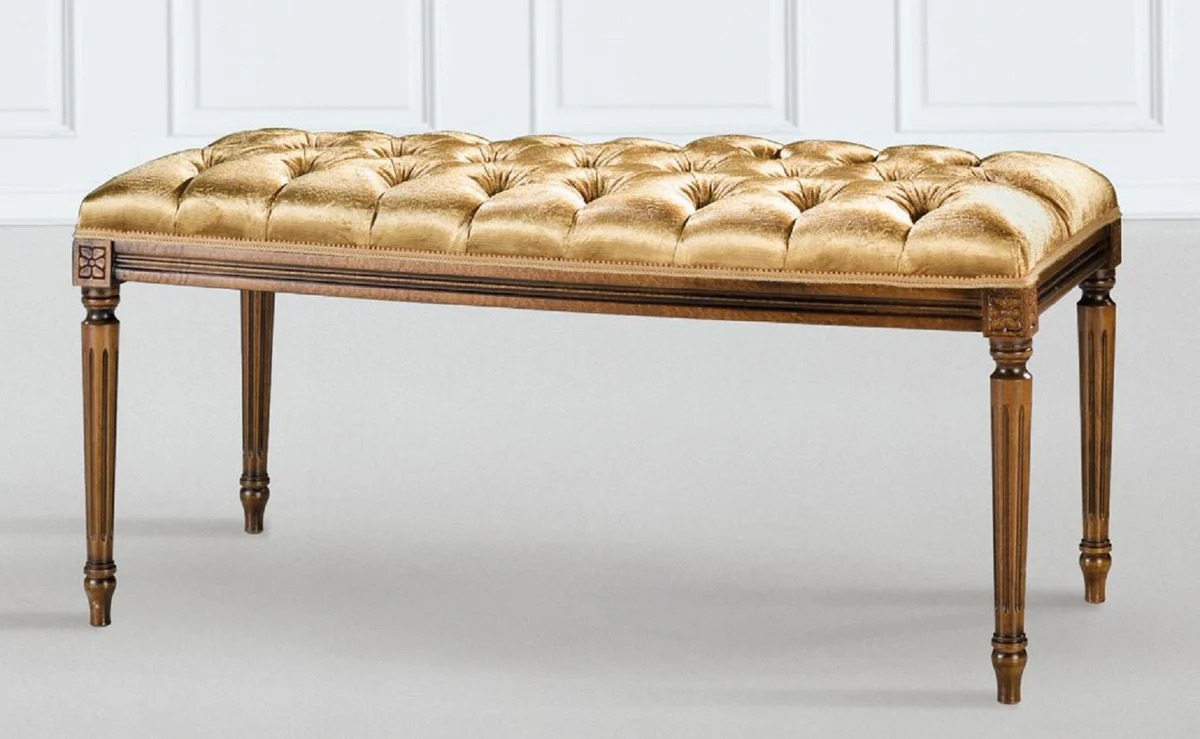 Casa Padrino banco barroco de lujo oro / marrón - Banco de estilo barroco hecho a mano - Muebles barrocos italianos - Muebles de lujo estilo barroco - Calidad de lujo - Hecho en Italia