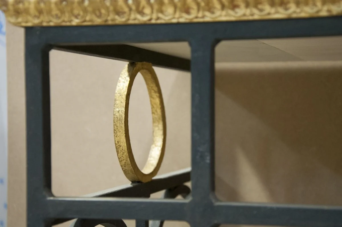 Casa Padrino consola barroco de lujo blanco / negro / oro antiguo 172 x 51 x H. 95 cm - Muebles Barrocos