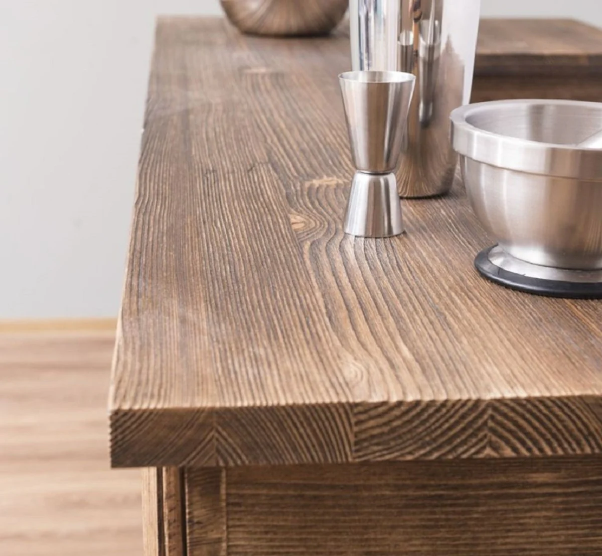 Casa Padrino barra de bar de estilo campestre marr¨®n / natural 160 cm - Mueble bar