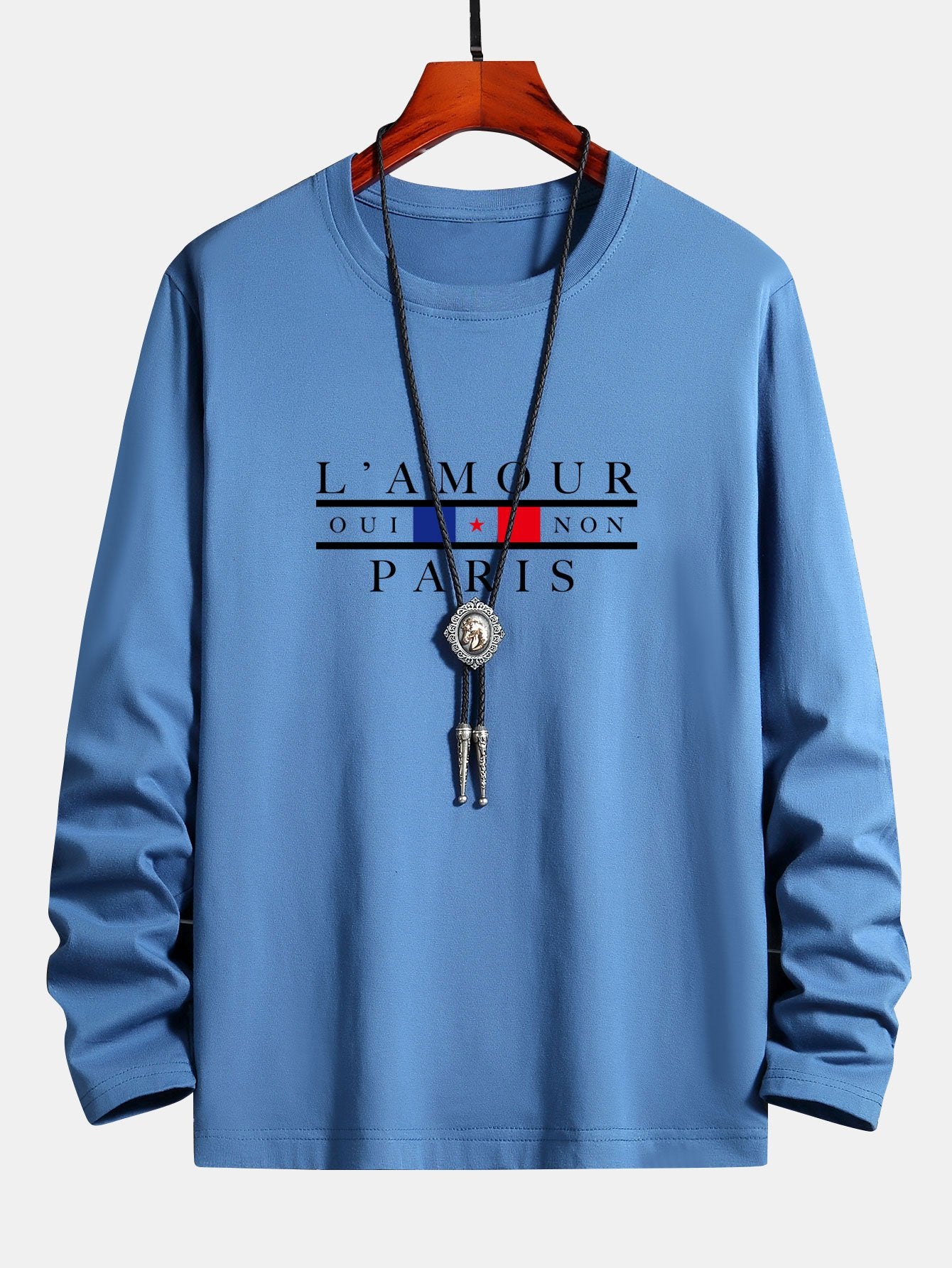 Long Sleeve Paris Slogan Print Cotton T-Shirt