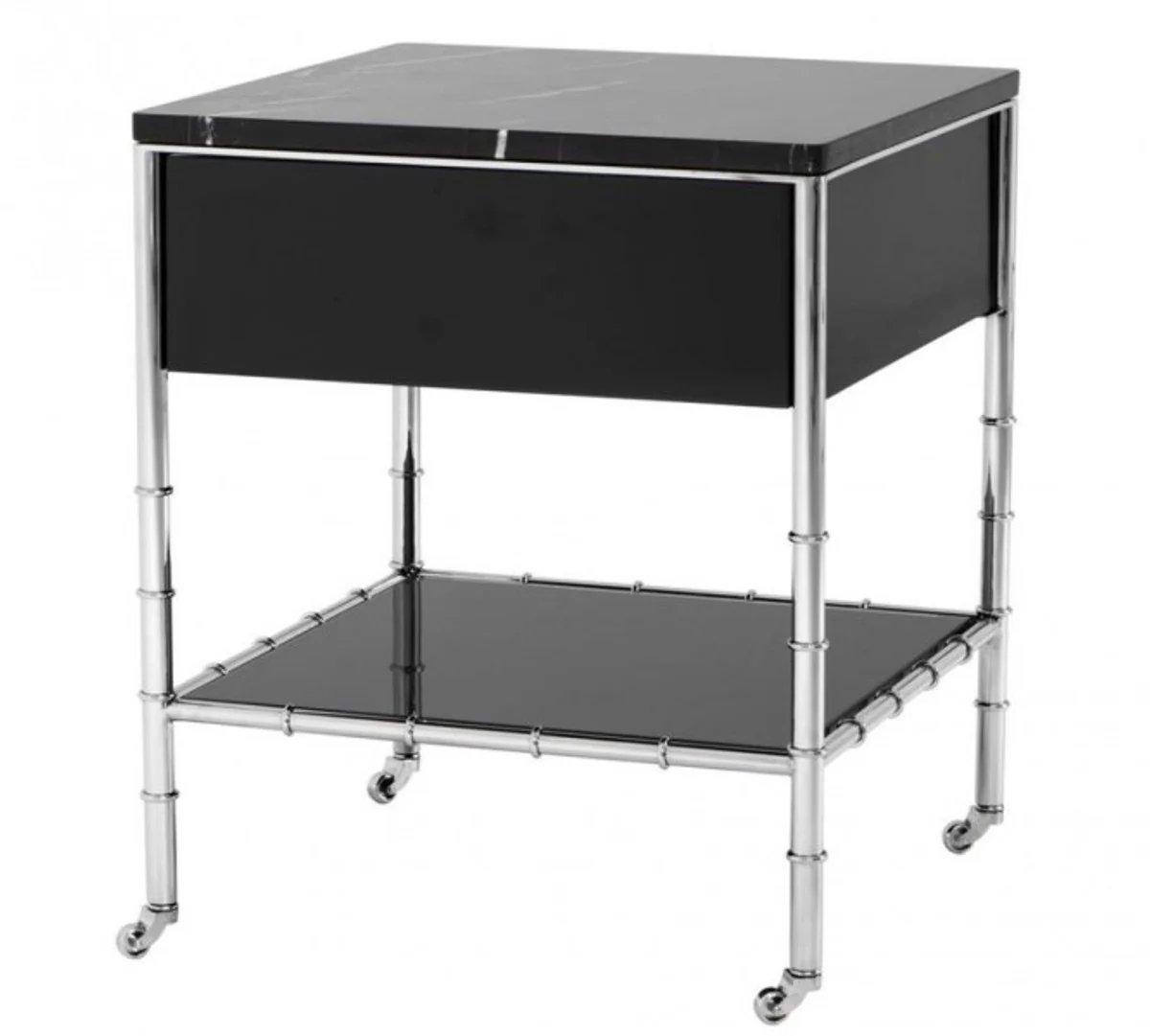 Casa Padrino luxury art deco designer side table with marble top and smoke glass - Luxury Collection