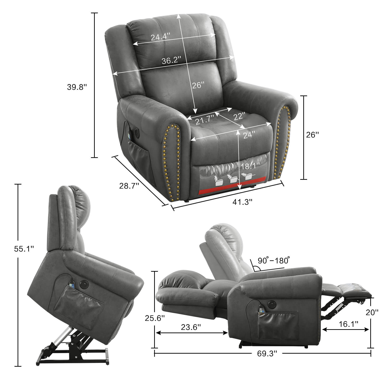 Infinite Position Lift Recliner Chair - Oversized