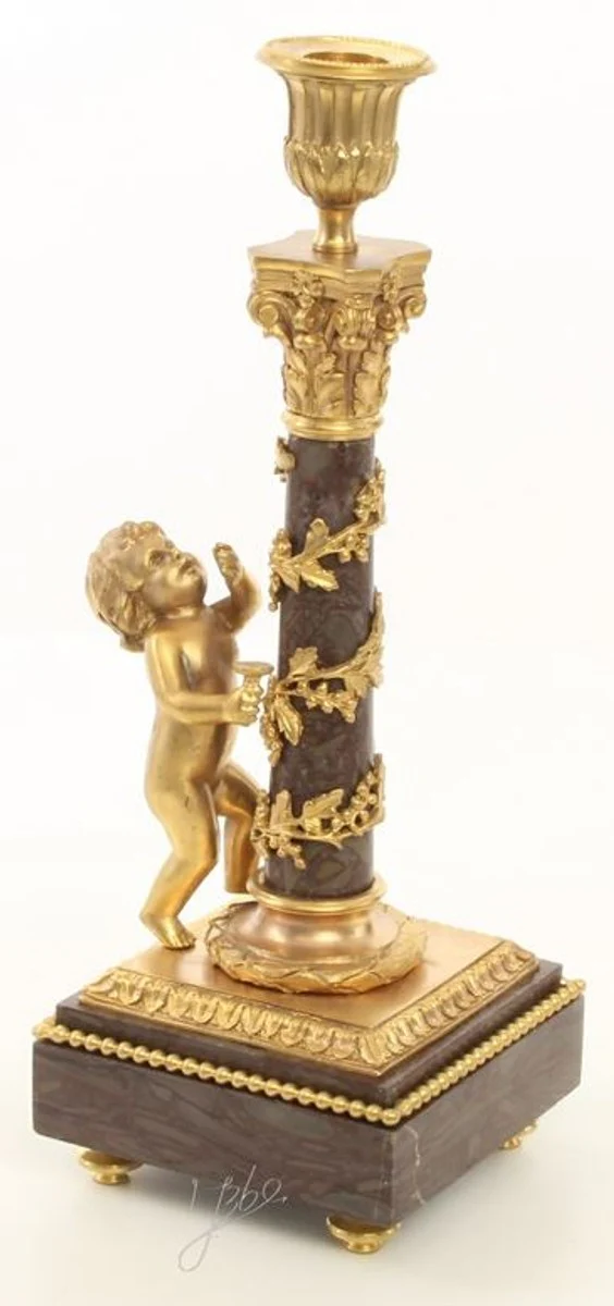 Casa Padrino juego de candelabros Art Nouveau oro / negro 11 x 12,4 x H. 31,5 cm - Decoración Barroca y Art Nouveau