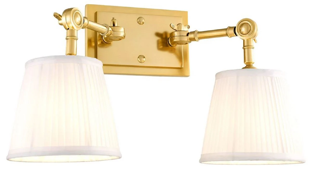 Casa Padrino lámpara de pared doble de lujo oro / blanco 33 x 25 x A. 25 cm - Noble aplique con brazos giratorios - Calidad de Lujo