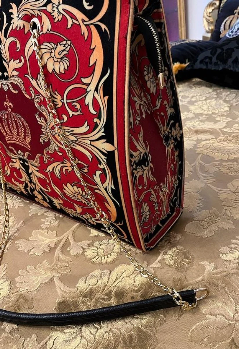 Pomp??s by Casa Padrino Bolso para Mujer de Lujo Corona y Pedrer¨ªa Rojo / Negro / Oro 43 x A. 43 cm - dise?ada por Harald Gl??ckler