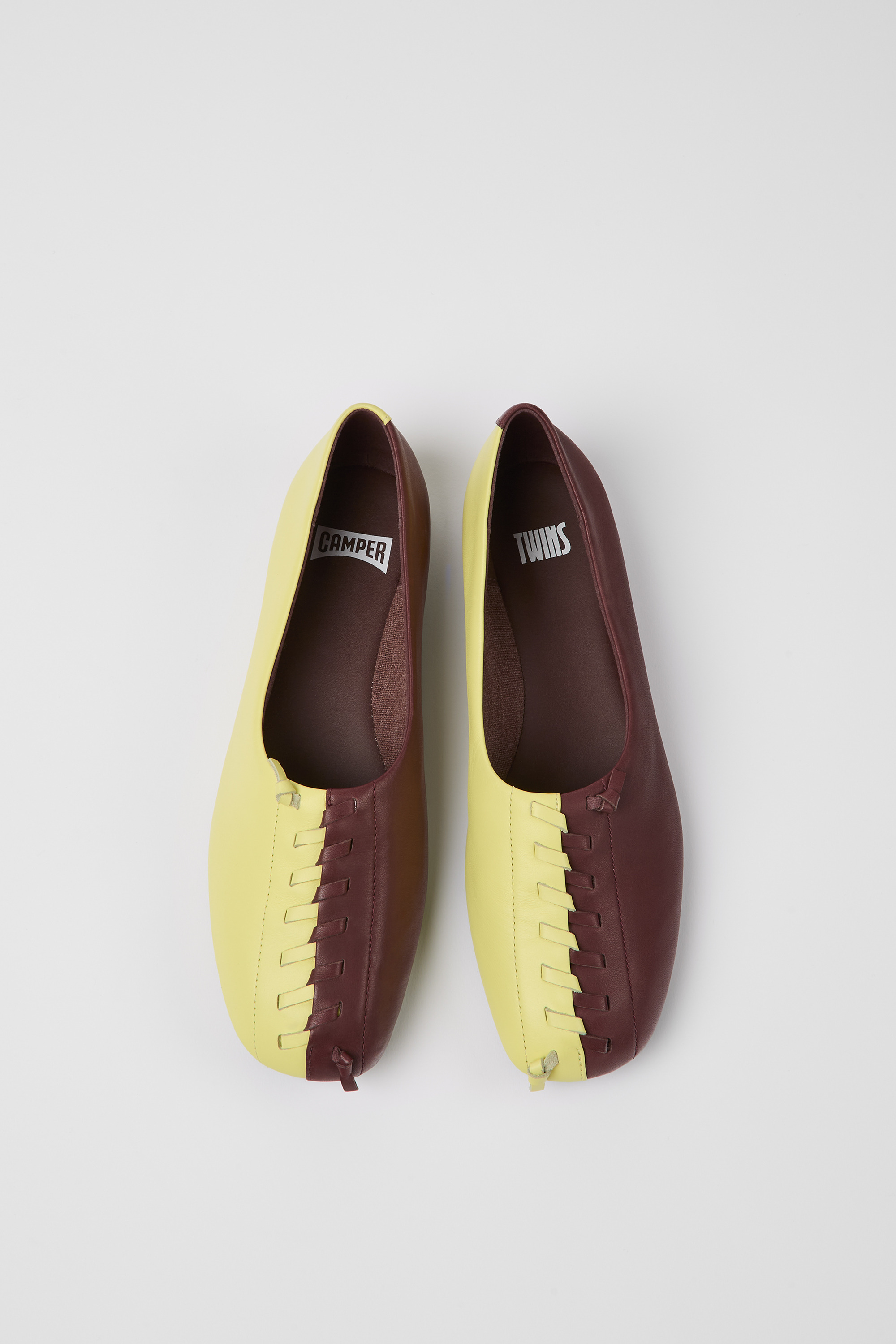 Twins - Yellow and burgundy ballerina flats for women