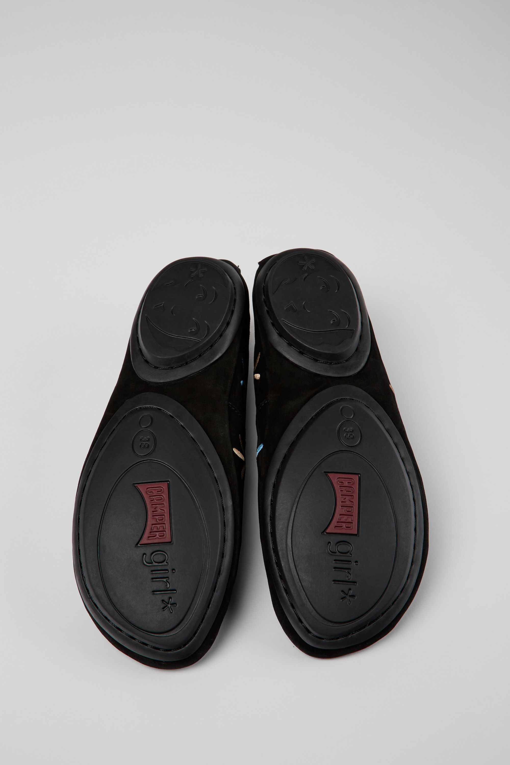 Twins - Black nubuck ballerinas for women