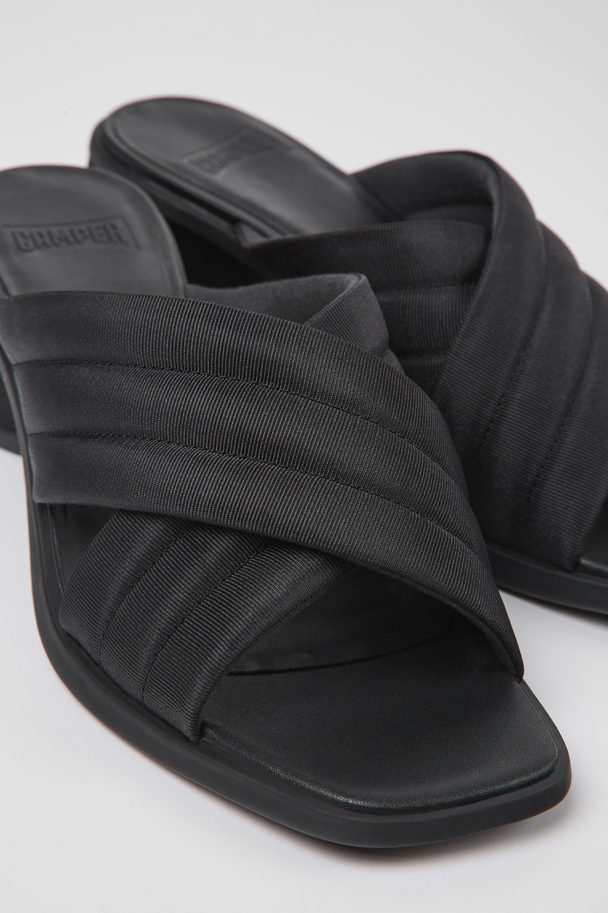 Kiara - Black textile sandals for women