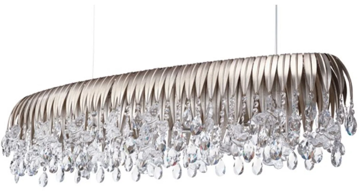 Casa Padrino lámpara de araña de lujo plata 120 x 35 x A. 26 cm - Araña de luces de metal con cristal Swarovski - Calidad de Lujo - Hecho en Italia