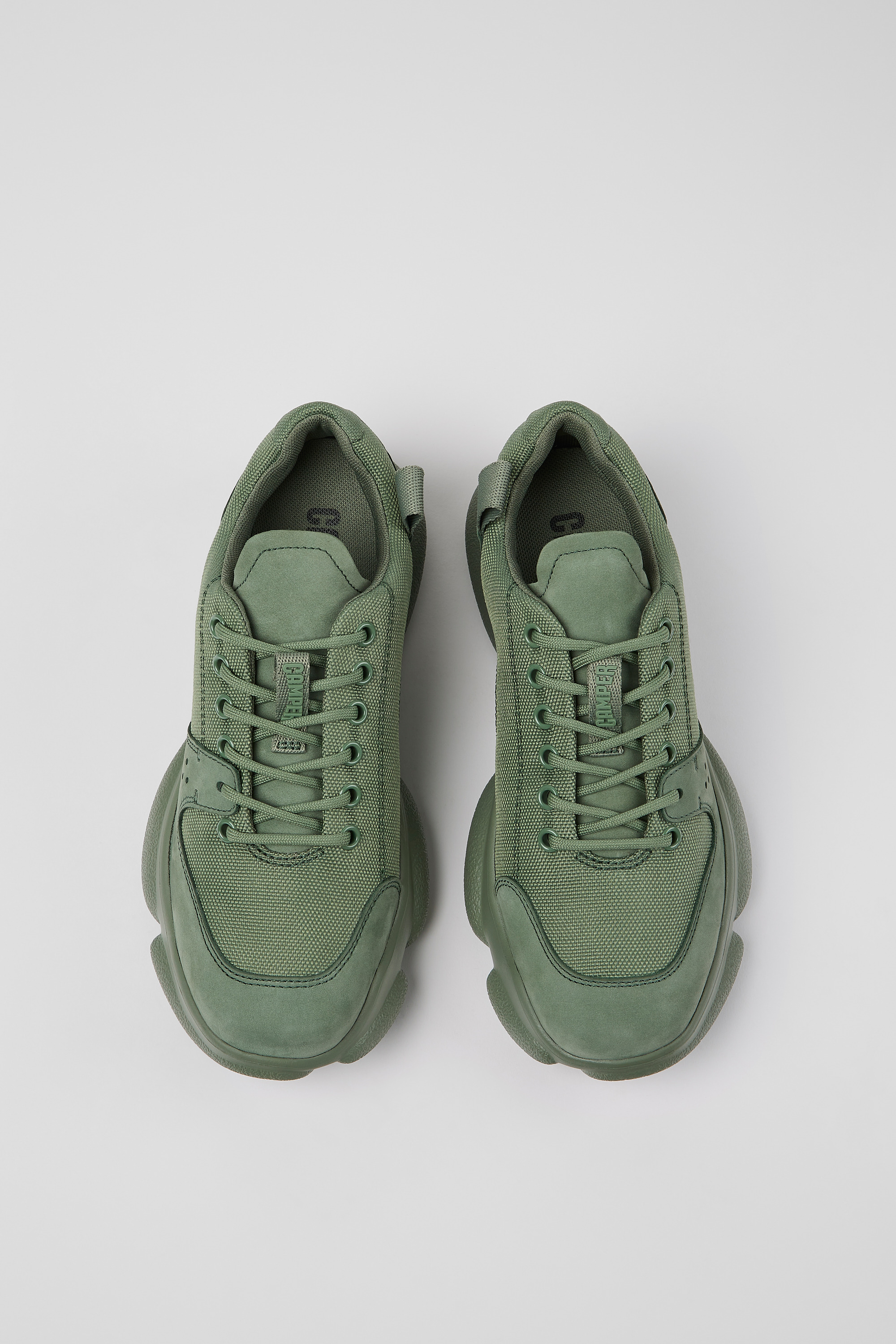 Karst - Green leather and recycled PET sneakers for women