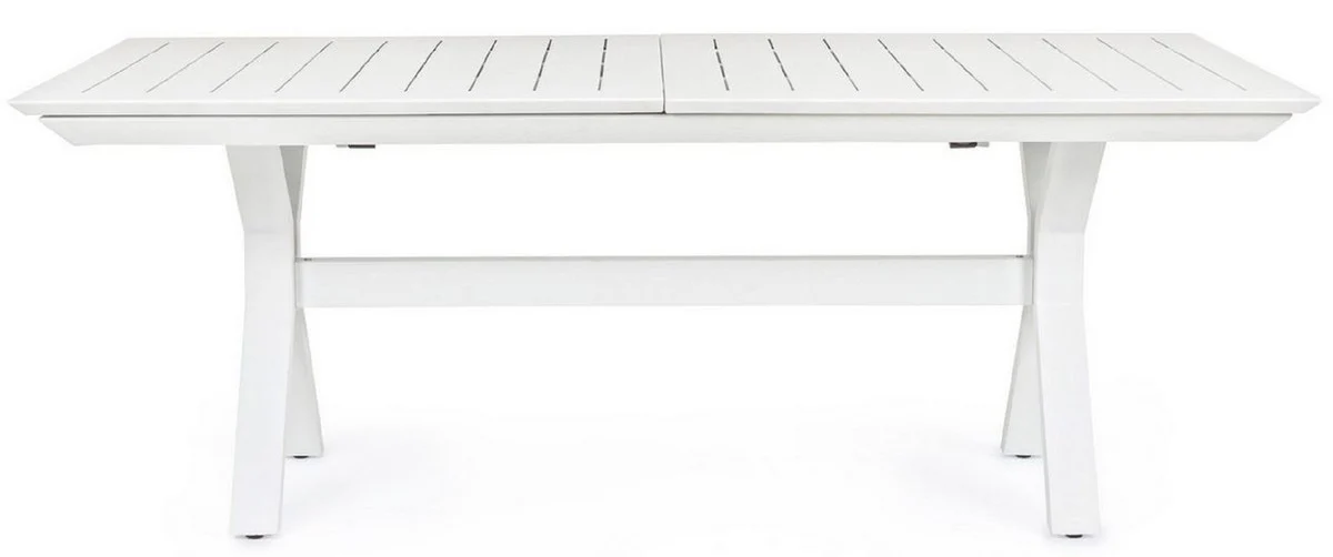 Casa Padrino mesa de jardín de lujo blanco 200-300 x 110 x A. 76 cm - Mesa de comedor extensible de aluminio con recubrimiento en polvo - Mesa de jardín y terraza - Muebles de jardín y terraza