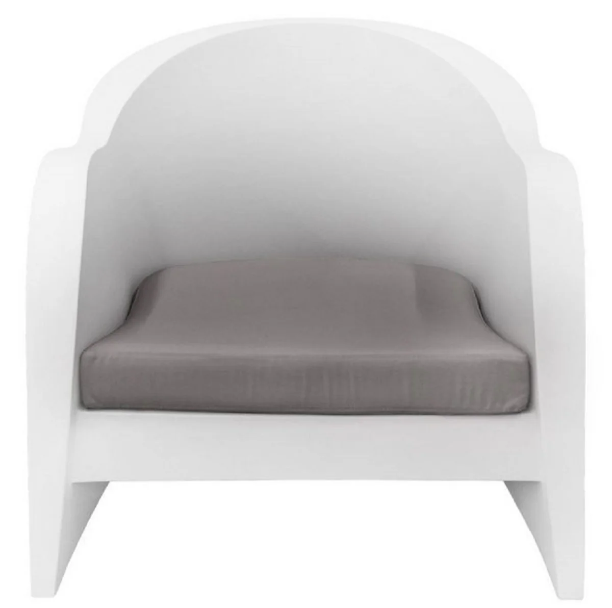 Casa Padrino sillón de jardín de diseño blanco mate / gris oscuro 79 x 72 x A. 73 cm - Sillón de jardín de terraza resistente a la intemperie - Muebles de Hotel - Calidad de Lujo