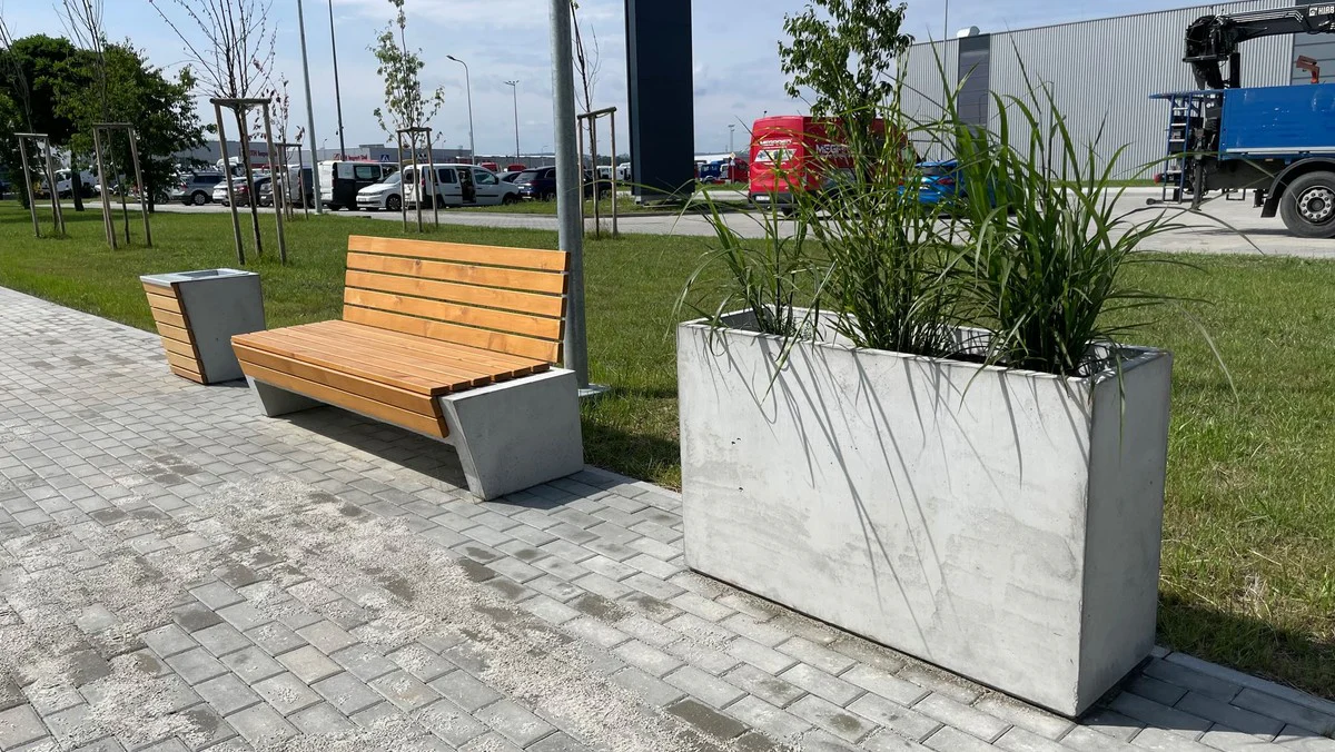 Casa Padrino papelera de parque natural / gris / plata A. 60 cm - Papelera urbana - Papelera de hormig¨®n