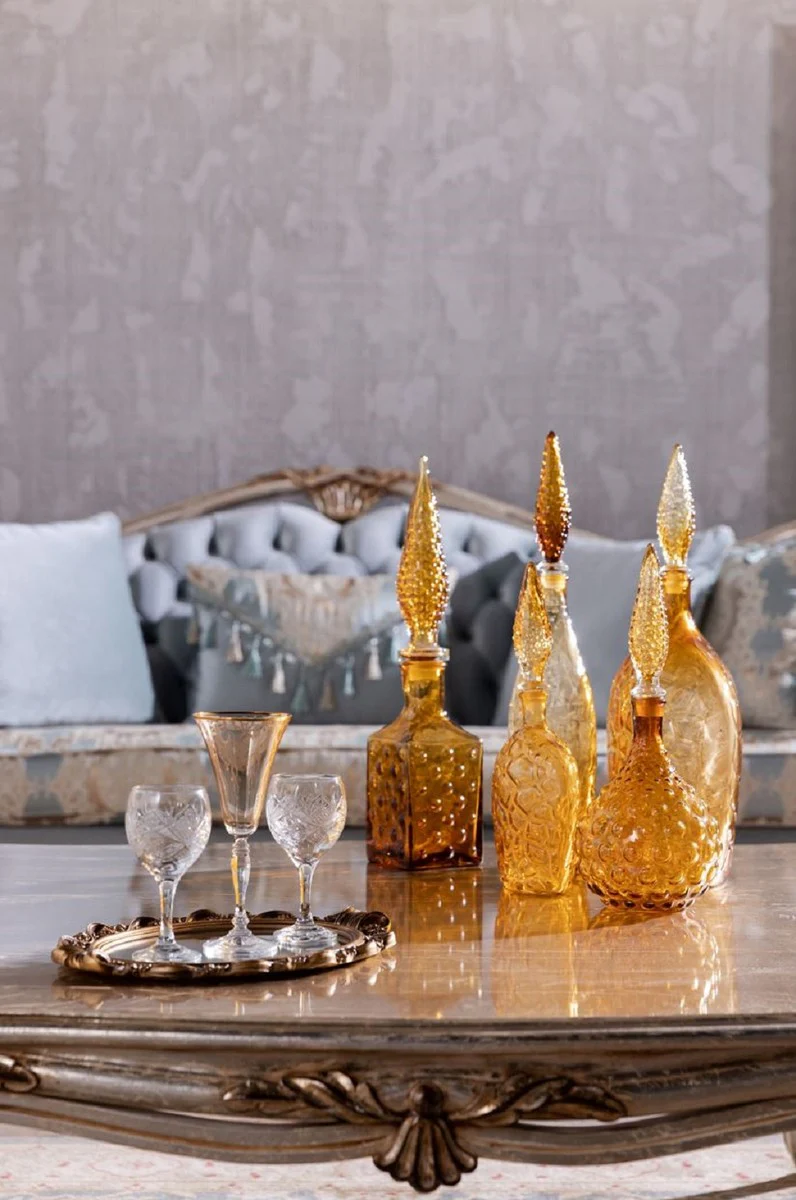 Casa Padrino mesa de centro barroco de lujo plata / oro - Mesa de sal¨®n de madera maciza hecha a mano - Muebles de sal¨®n barrocos