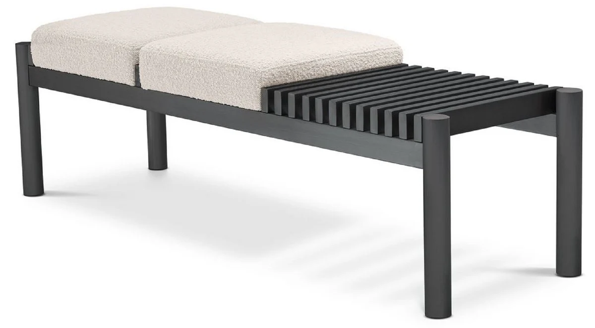 Casa Padrino banco de lujo crema / bronce 140 x 44 x A. 45 cm - Banco acolchado de acero inoxidable - Muebles de Sala de Estar - Muebles de Hotel - Colecci¨®n de Lujo