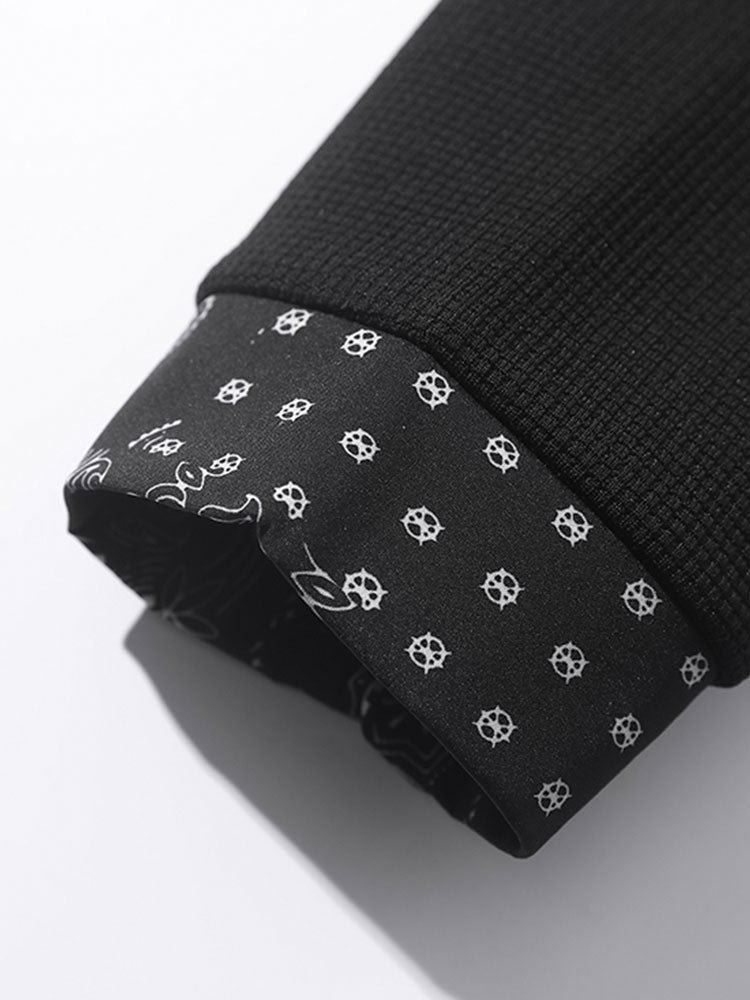 Paisley Print Panel Waffle Sweatshirt & Waffle Jogger Pants