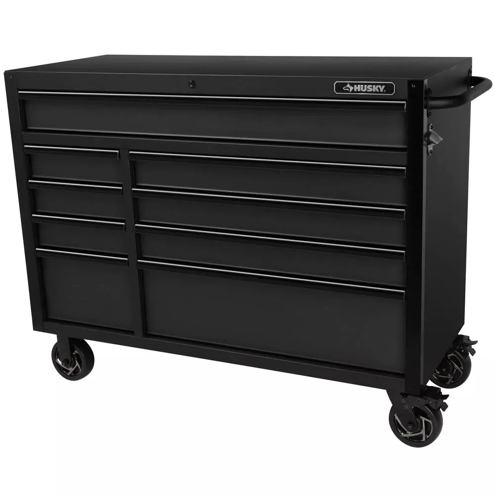 INDUSTRIAL 52 IN. W X 21.5 IN. D 9-DRAWER MATTE BLACK TOOL CHEST ROLLING CABINET