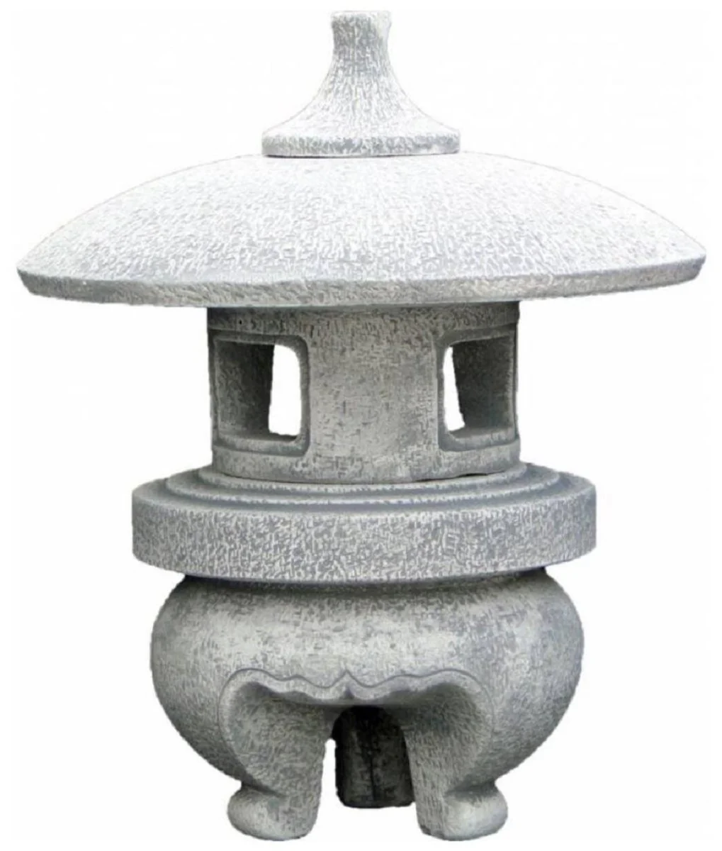 Casa Padrino Lámpara de Jardín de Estilo Japonés Pagoda Blanco / Gris Ø 42 x A. 51 cm - Lámpara de Jardín y Terraza Pequeña - Farol de Jardín Resistente a la Intemperie - Iluminación de Jardín