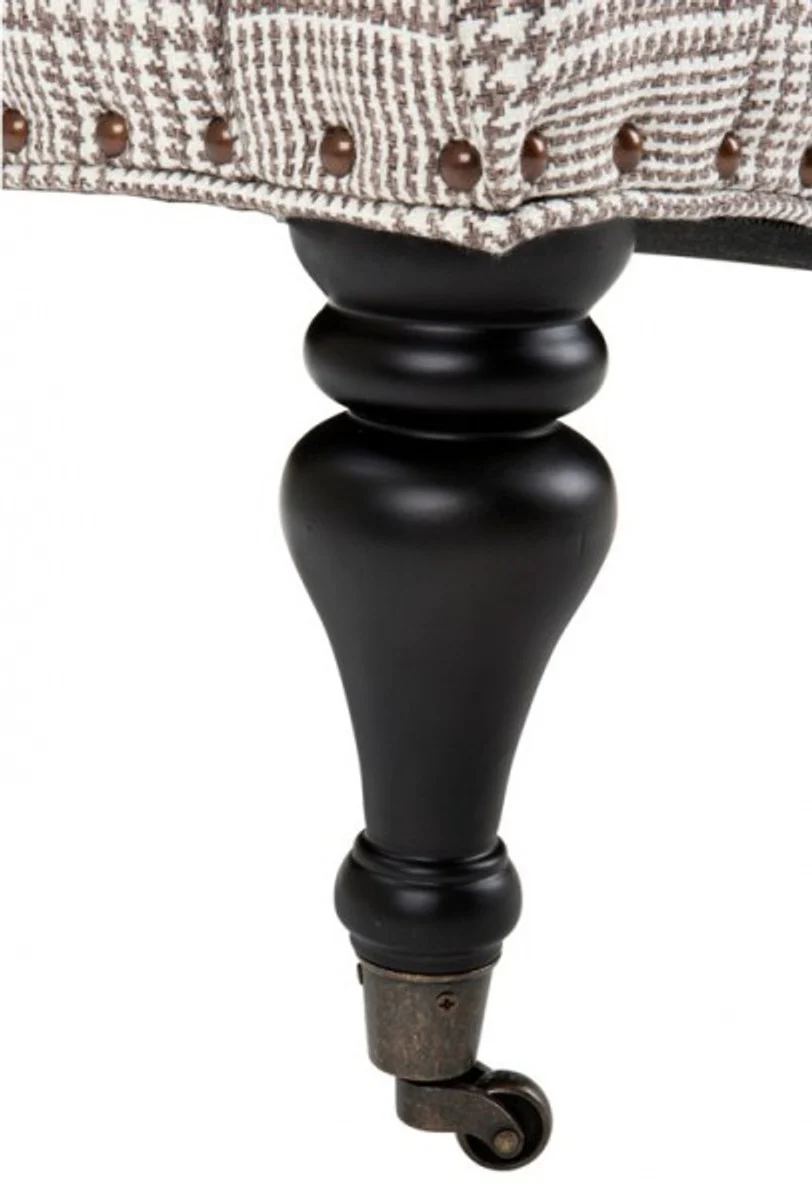 Casa Padrino luxury lounge chair Baroque Cream / Brown Plaid Mod4 - Hotel Furniture