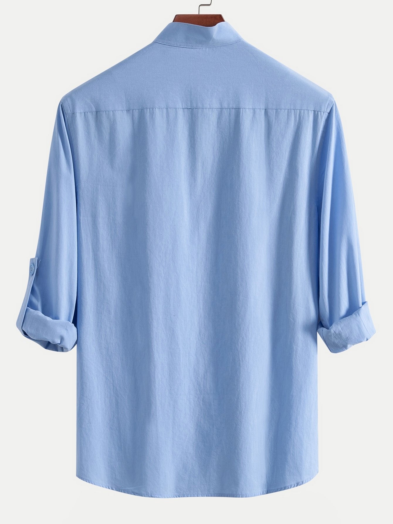 Long Sleeve Linen Look Henley Collar Shirt & Straight Leg Linen Pants