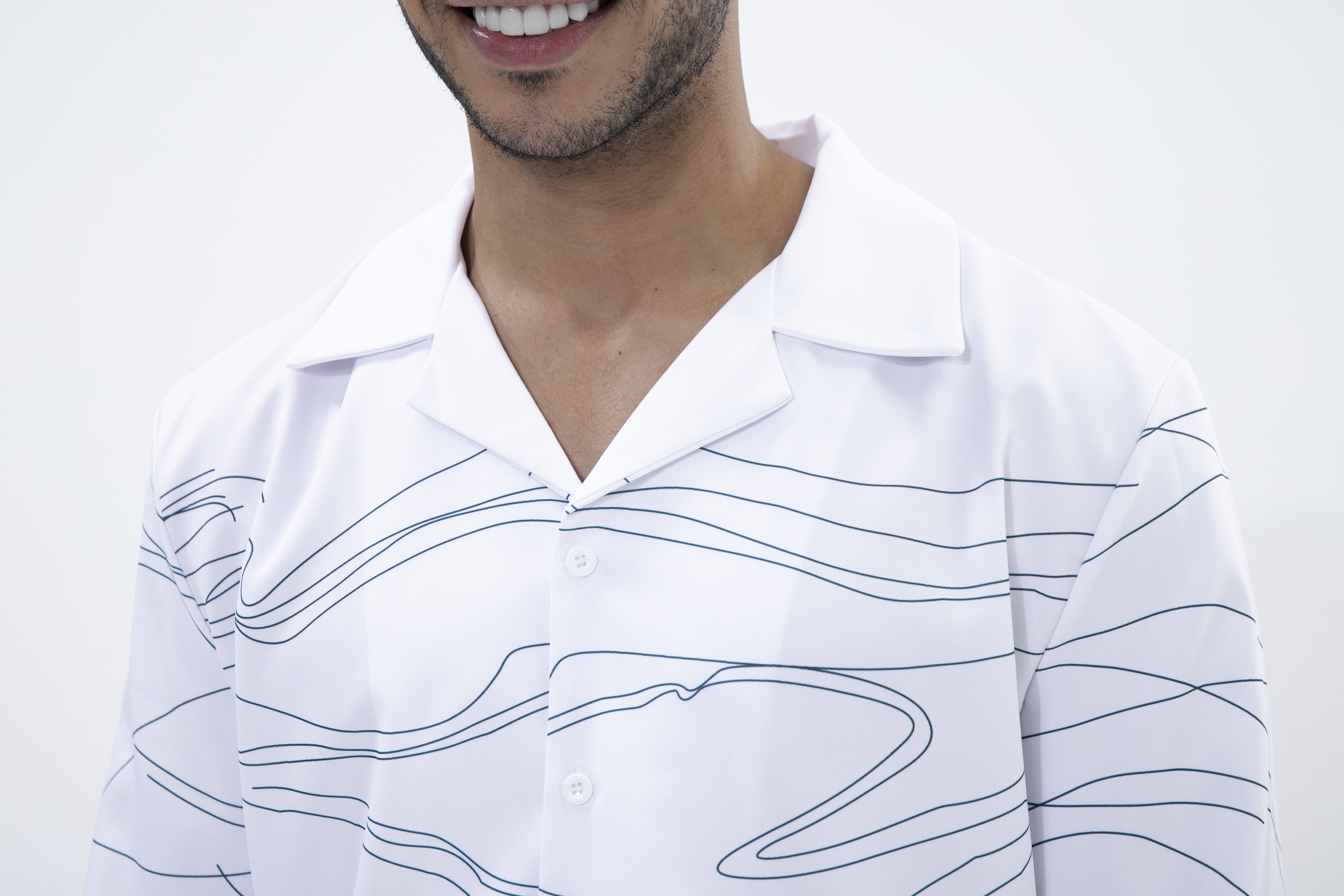 Suitmens White Art Two-Piece Long Sleeve Print Walking Pants