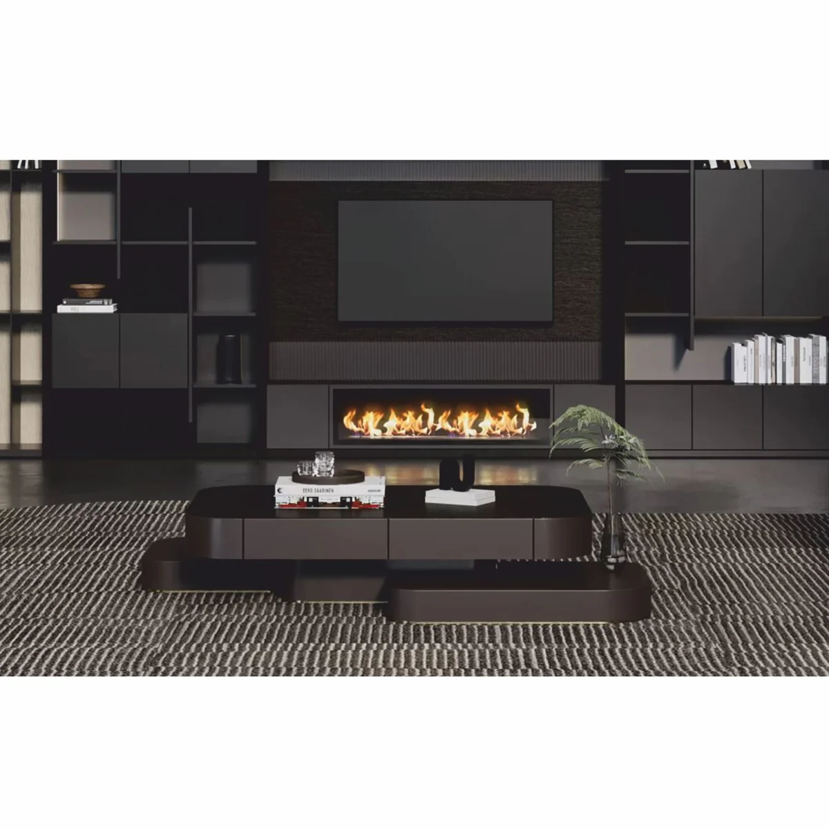 Casa Padrino mesa de centro de lujo marr¨®n oscuro / lat¨®n 190 cm - Muebles de sal¨®n y hotel