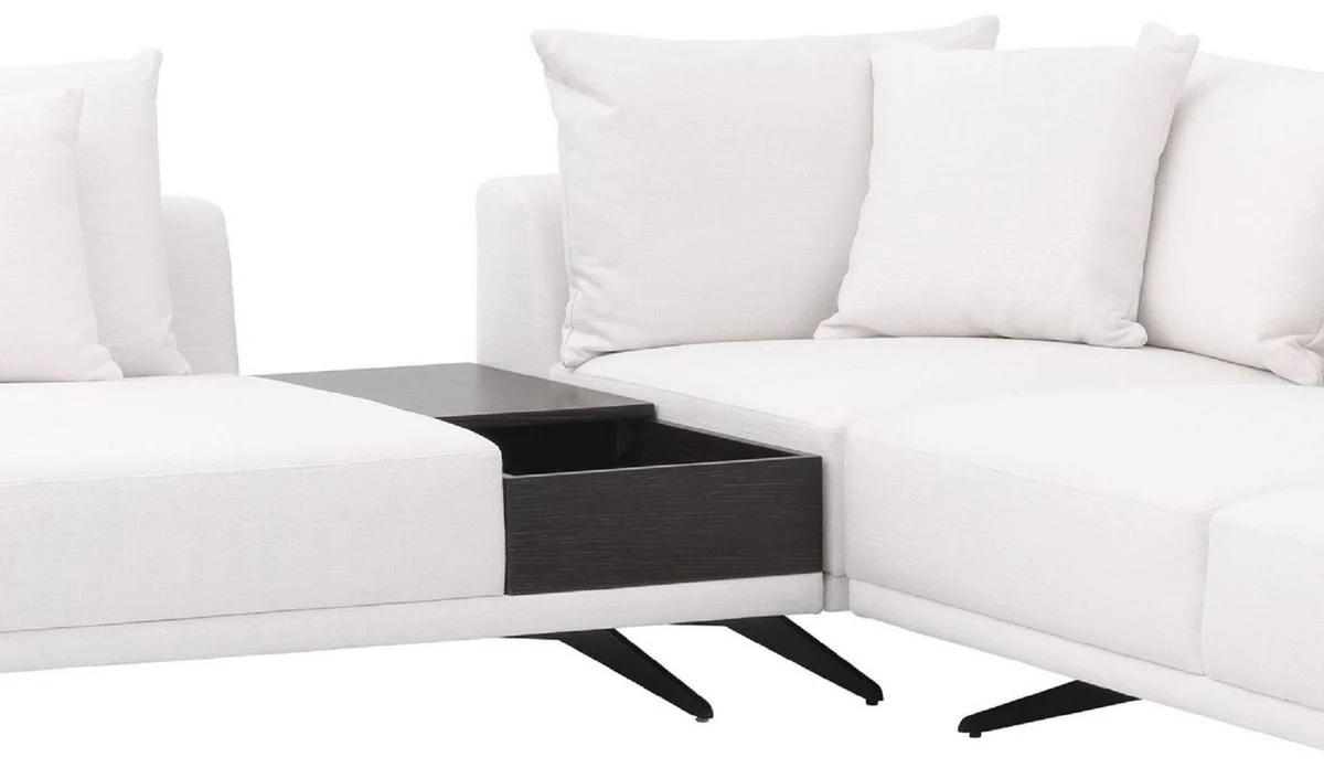 Casa Padrino sof¨¢ esquinero de lujo blanco / bronce 340 x 292 x A. 64 cm - Noble sof¨¢ de sal¨®n con cojines - Muebles de Lujo - Calidad de Lujo