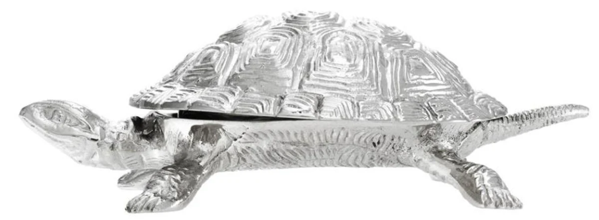Caja de lujo Casa Padrino con la tortuga tapa de latón niquelado 19,5 x 10,5 x 6,5 cm H. - Decoración de lujo