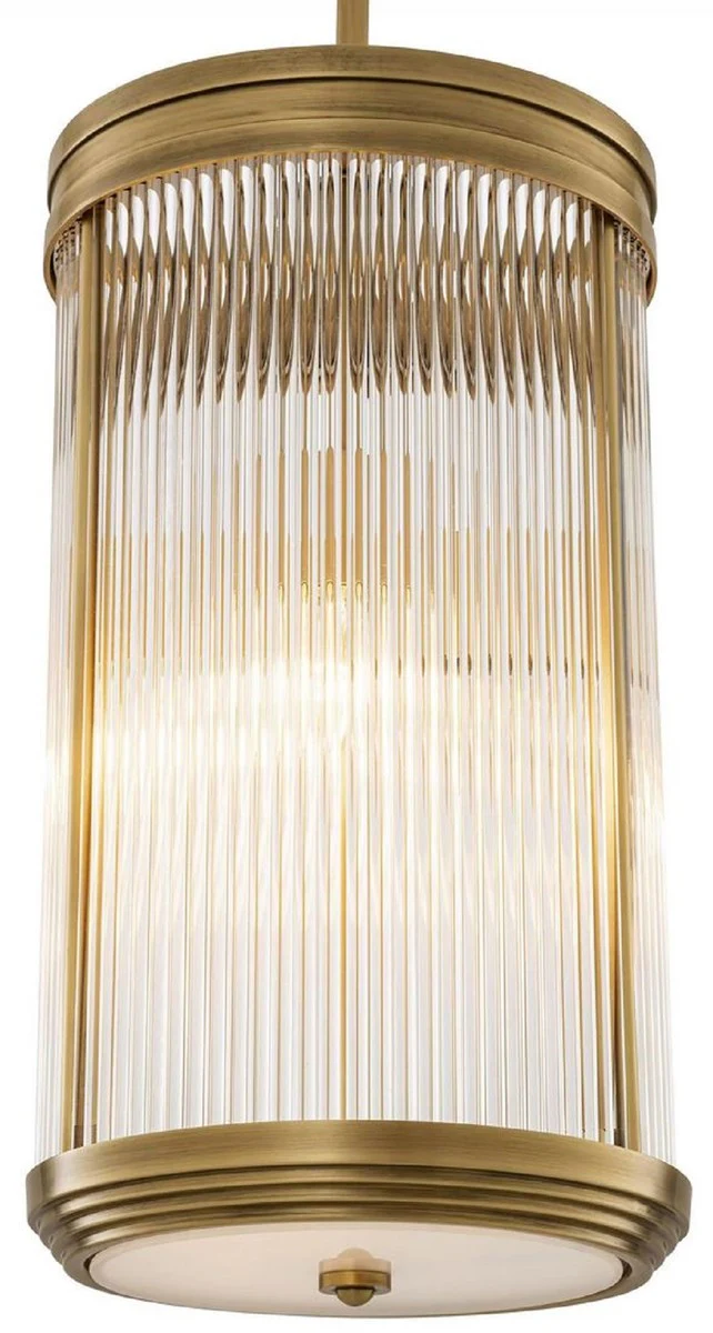 Casa Padrino lámpara colgante de lujo latón antiguo Ø 27,5 x A. 49 cm - Lámpara colgante con pantalla redonda de vidrio - Lámpara colgante de salón - Iluminación de lujo - Calidad de lujo