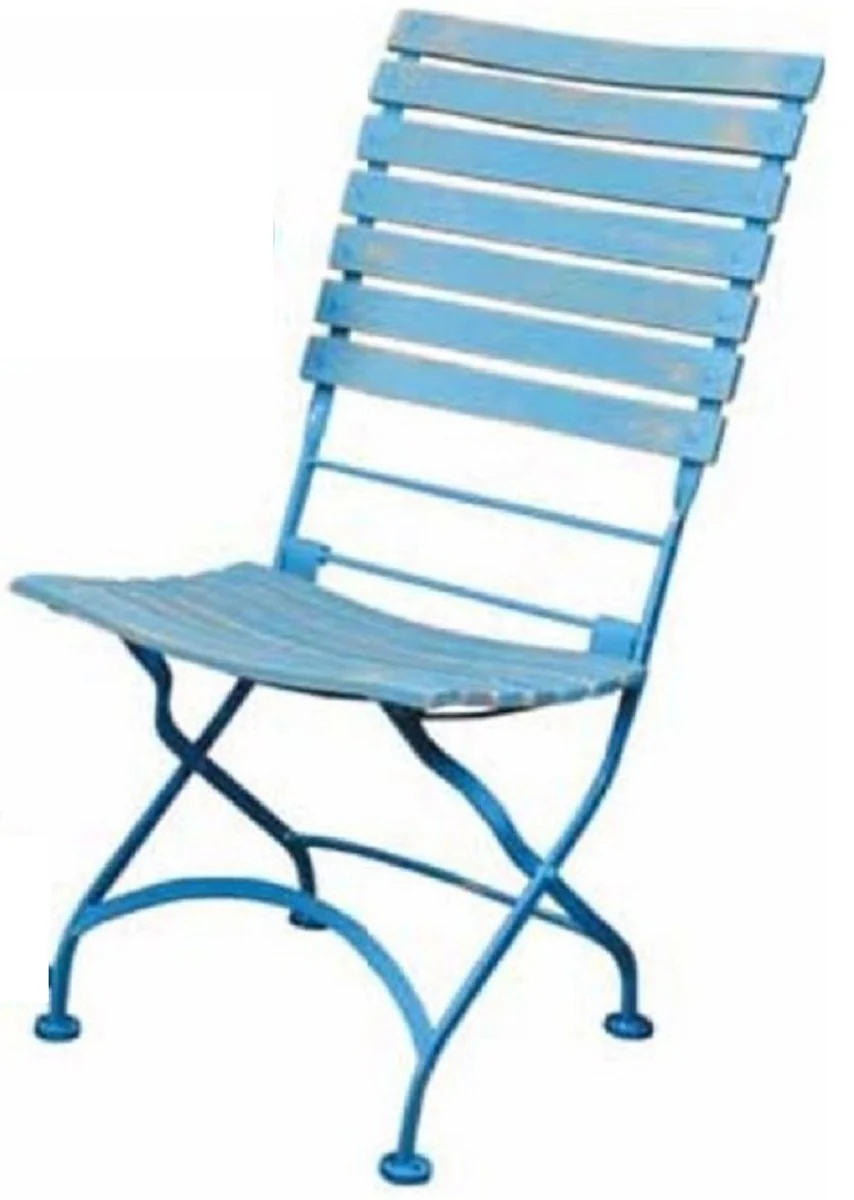 Casa Padrino silla de jard¨ªn Art Nouveau azul claro antiguo A. 95 cm - Muebles de Jard¨ªn Art Nouveau