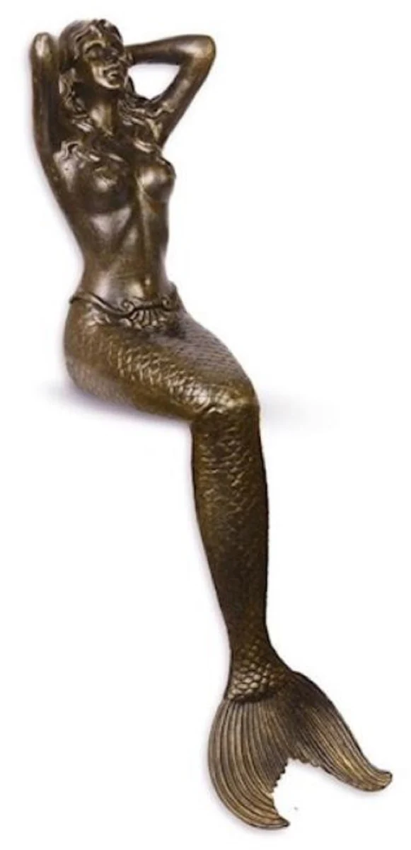 Casa Padrino Escultura de Decoraci¨®n de Jard¨ªn Art Nouveau Sirena Bronce A. 102,5 cm - Elegante Figura Decorativa de Hierro Fundido de Jard¨ªn - Accesorios de Decoraci¨®n de Jard¨ªn