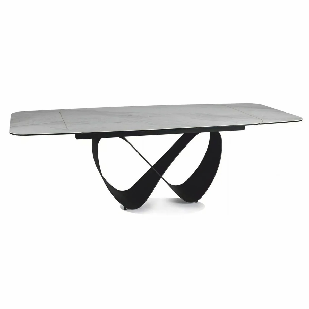 Casa Padrino Mesa de Comedor de Lujo Blanco Mate / Negro Mate 160-240 cm - Extensible