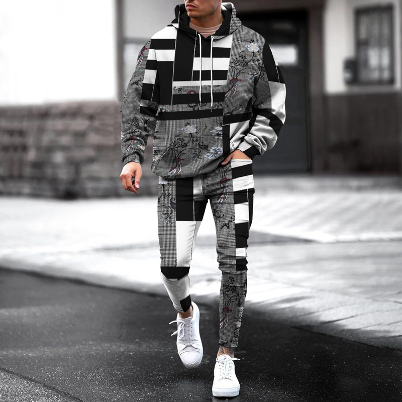 Men's Personalized Printed Hoodie Set 009