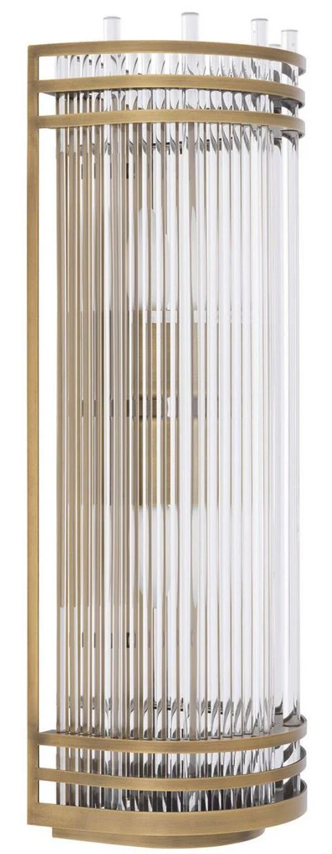 Casa Padrino lámpara de pared de lujo latón antiguo 18,5 x 15 x A 53,5 cm - Elegante aplique de metal con pantalla de vidrio - Colección de Lujo