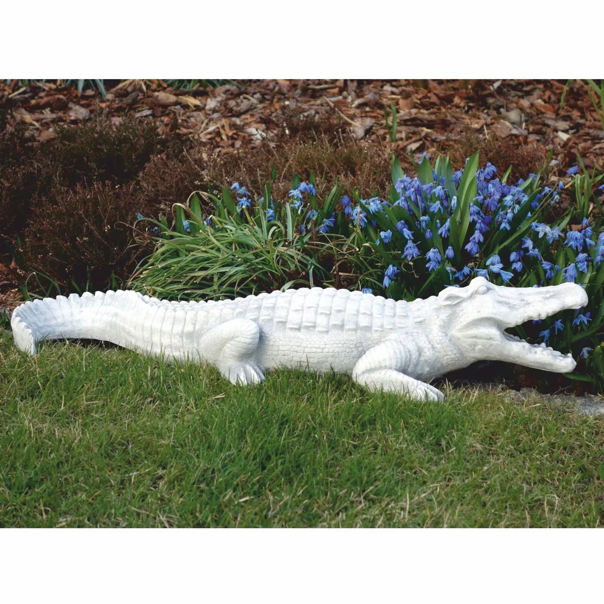 Casa Padrino escultura decorativa de jard¨ªn cocodrilo blanco 110 cm - Figura de jard¨ªn