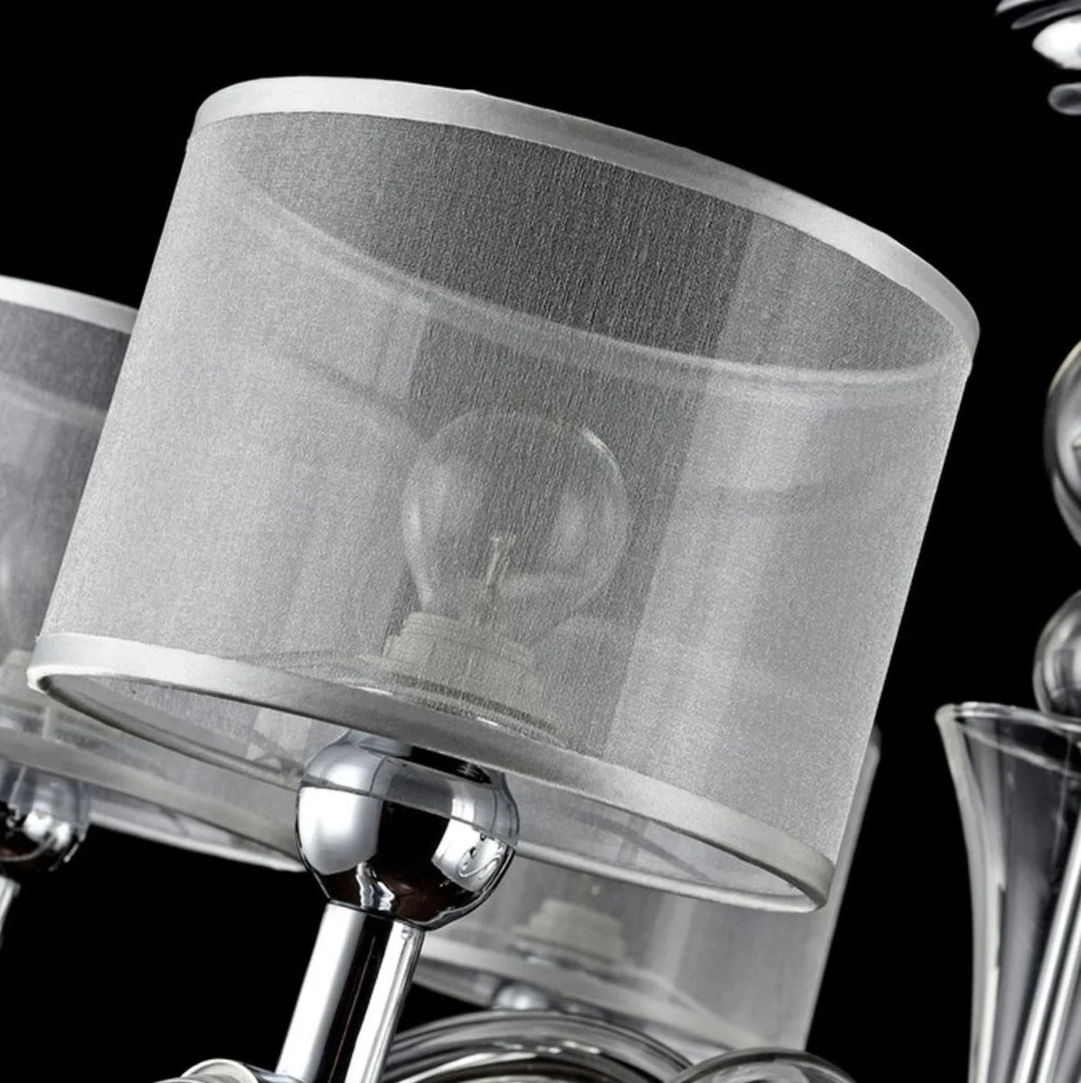 Casa Padrino Baroque Style Chandelier 6-Flames Silver Ø 71 x H. 68 cm - Baroque Luster