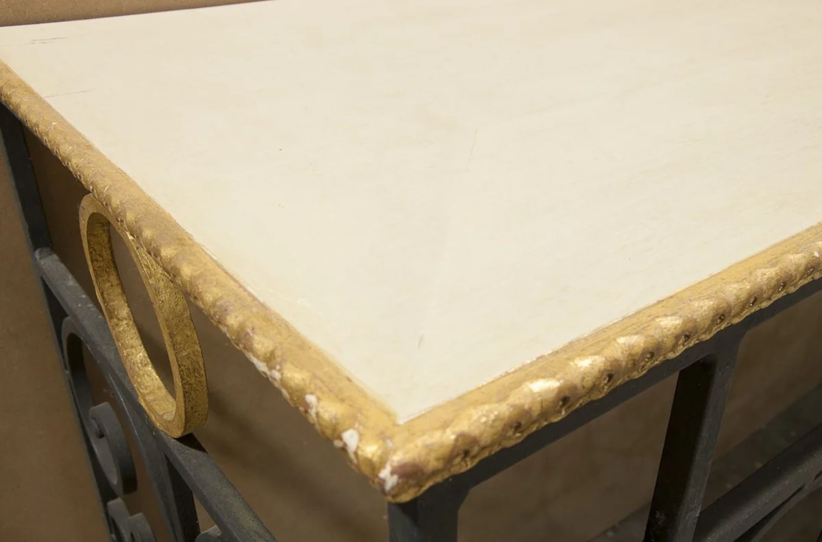 Casa Padrino consola barroco de lujo blanco / negro / oro antiguo 172 x 51 x H. 95 cm - Muebles Barrocos