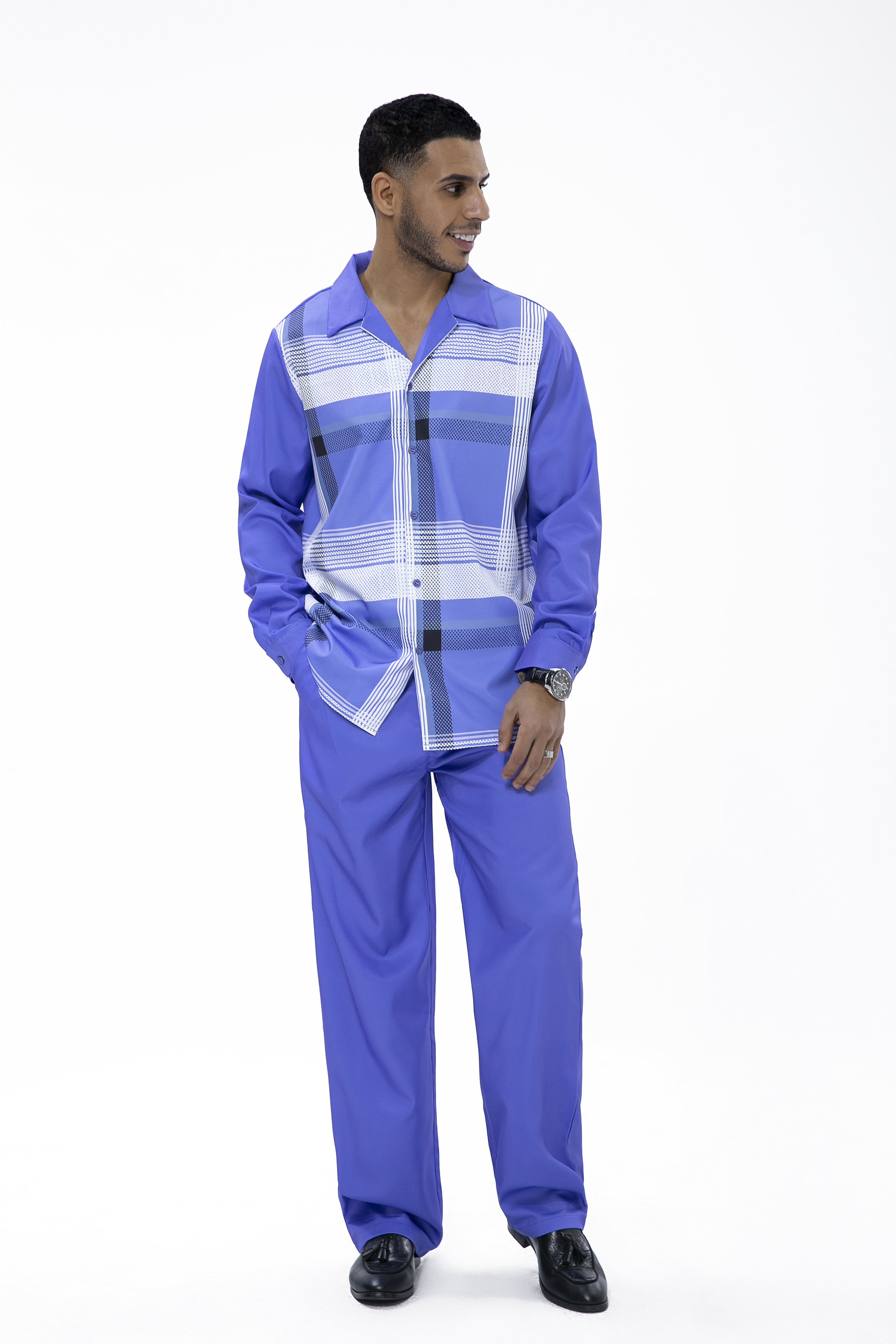 Suitmens Purple Long Sleeve Trouser Line Two-Piece Walking Suit