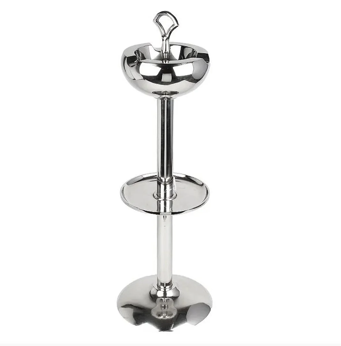 Casa Padrino Cenicero con Pie Plata 24x20x73cm - Cenicero Redondo de Aluminio con Soporte - Accesorios Decorativos